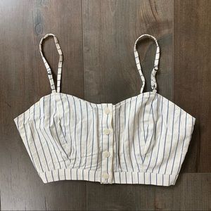 Capulet Button Blue and White Stripe Crop Top
